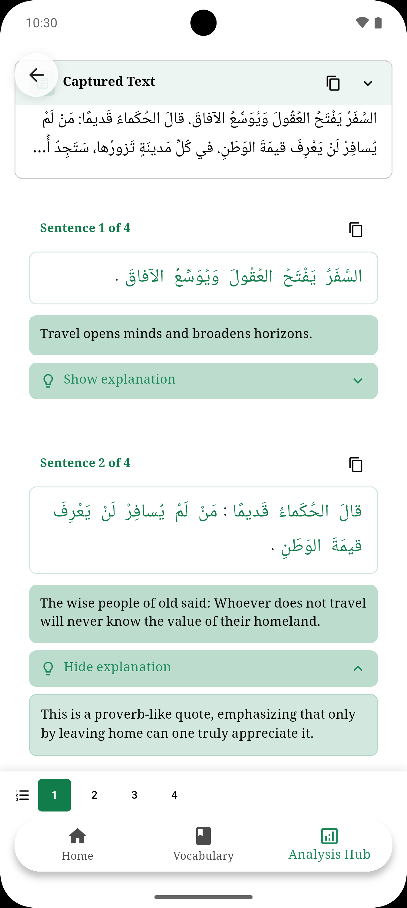 Lugha Analyse-Ergebnis – Wörter im Satz analysiert